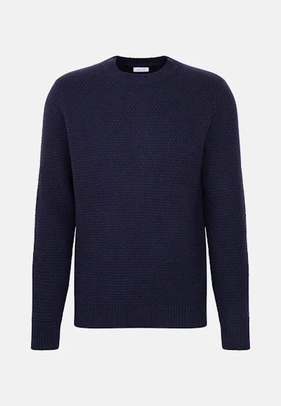 Regular Pullover Struktur in Dunkelblau |  Seidensticker Onlineshop