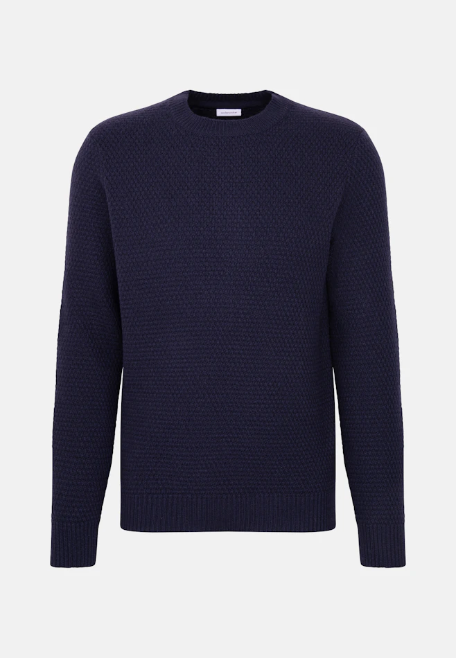 Round neck Pullover Struktur in Dunkelblau | Seidensticker online shop