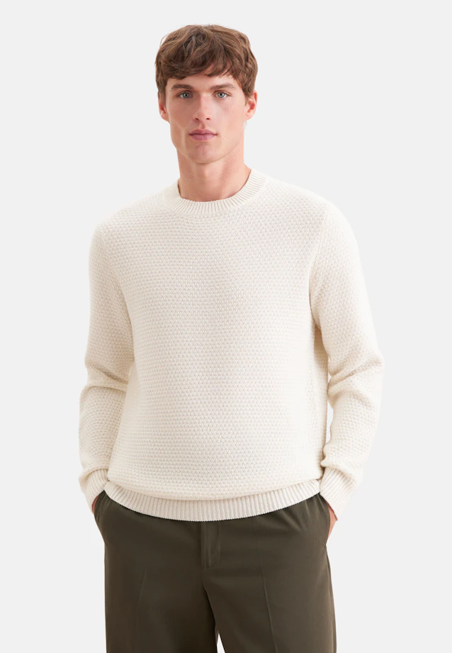 Regular Pullover Struktur in Ecru |  Seidensticker Onlineshop