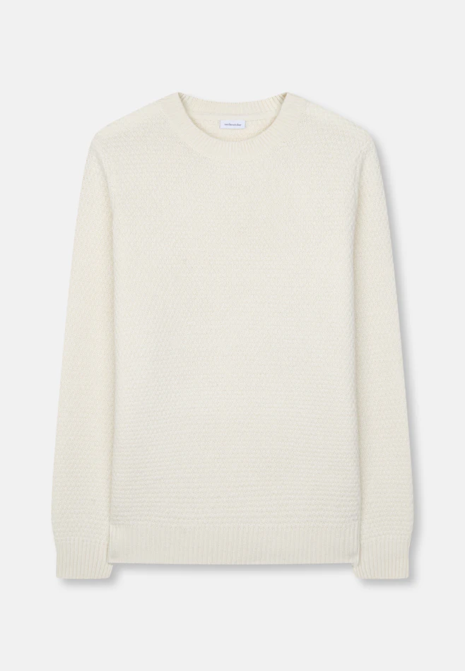 Round neck Pullover Struktur in Ecru | Seidensticker online shop