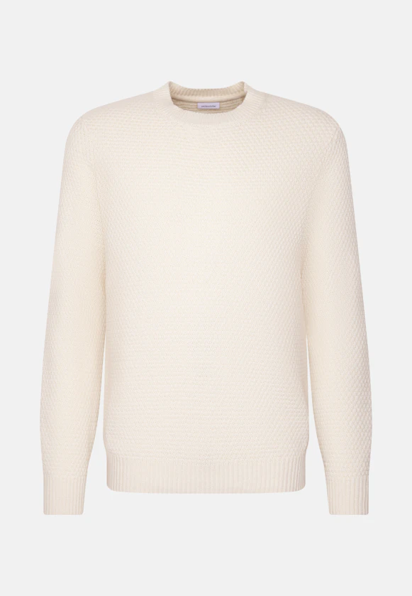 Regular Pullover Struktur in Ecru |  Seidensticker Onlineshop