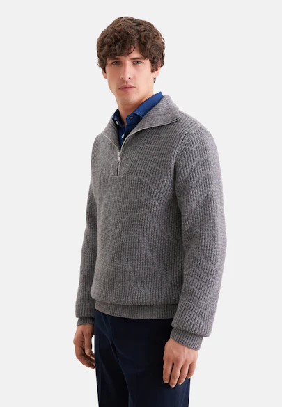 Stand Up Collar Troyer Uni in Grey |  Seidensticker Onlineshop