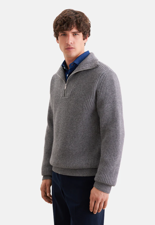 Stand Up Collar Troyer Uni in Grey |  Seidensticker Onlineshop