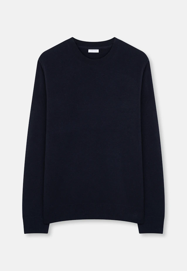 Round neck Pullover Uni in Dunkelblau |  Seidensticker Onlineshop