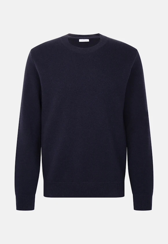 Round neck Pullover Uni in Dunkelblau |  Seidensticker Onlineshop
