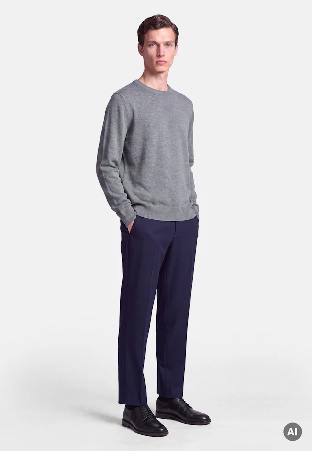 Regular Pull-over Uni in Gris |  Seidensticker Onlineshop