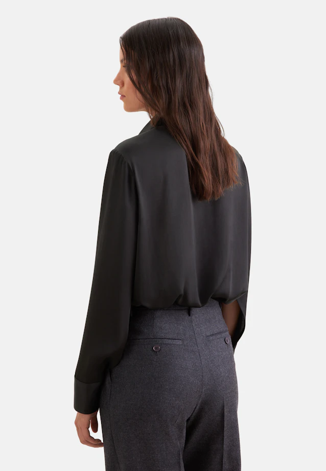 Shirt blouse with high sleeve slits made of 100% silk in Schwarz |  Seidensticker Onlineshop