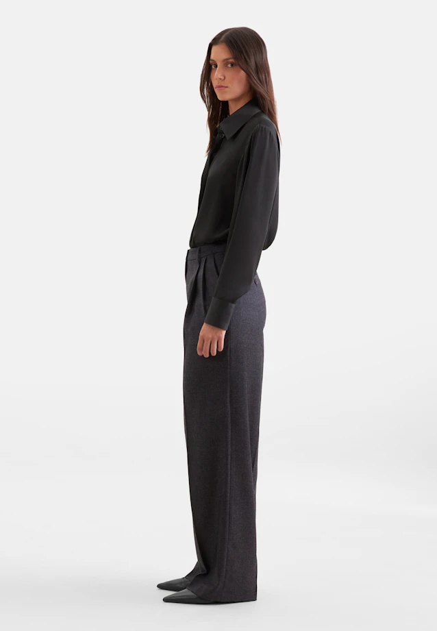 Shirt blouse with high sleeve slits made of 100% silk in Schwarz |  Seidensticker Onlineshop