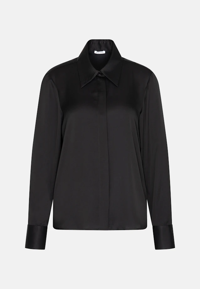 Shirt blouse with high sleeve slits made of 100% silk in Schwarz |  Seidensticker Onlineshop