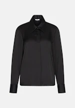 Shirt blouse with high sleeve slits made of 100% silk in Schwarz |  Seidensticker Onlineshop