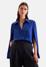 Shirt blouse with high sleeve slits made of 100% silk in Mittelblau |  Seidensticker Onlineshop