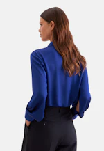 Shirt blouse with high sleeve slits made of 100% silk in Mittelblau |  Seidensticker Onlineshop