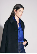 Hemdbluse mit hohen Ärmelschlitzen in Mittelblau |  Seidensticker Onlineshop