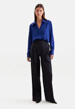 Shirt blouse with high sleeve slits made of 100% silk in Mittelblau |  Seidensticker Onlineshop