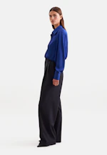 Shirt blouse with high sleeve slits made of 100% silk in Mittelblau |  Seidensticker Onlineshop