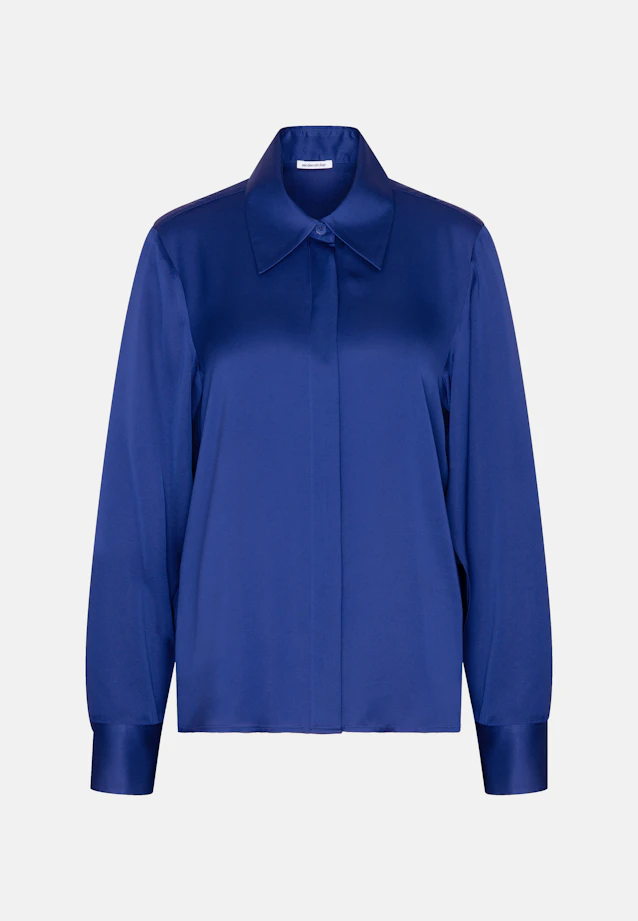 Shirt blouse with high sleeve slits made of 100% silk in Mittelblau |  Seidensticker Onlineshop