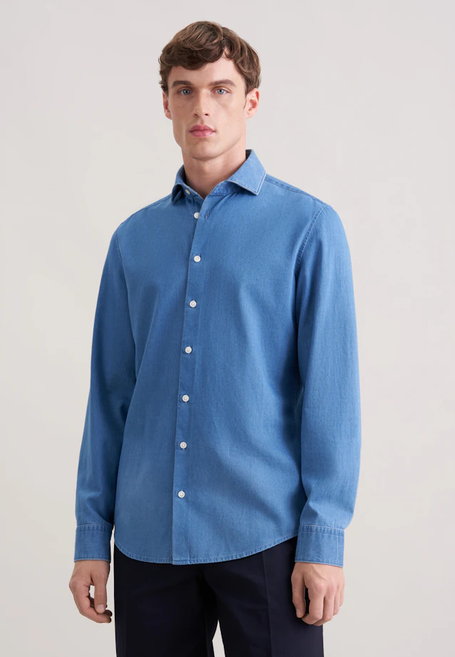 Shaped Denimhemd Denim in Mittelblau |  Seidensticker Onlineshop