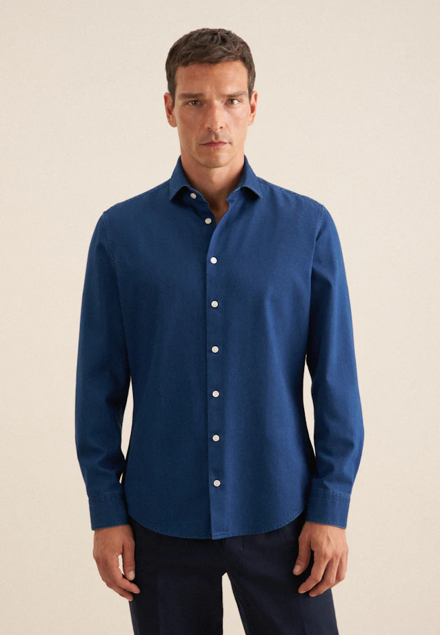 Shaped Denimhemd Denim in Dunkelblau |  Seidensticker Onlineshop
