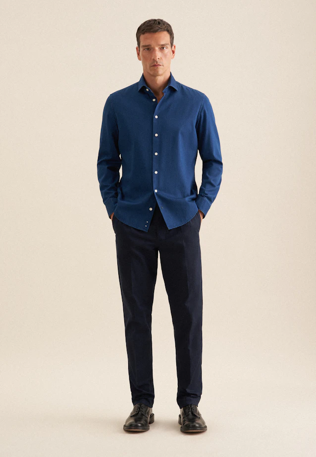 Shaped Denimhemd Denim in Dunkelblau |  Seidensticker Onlineshop