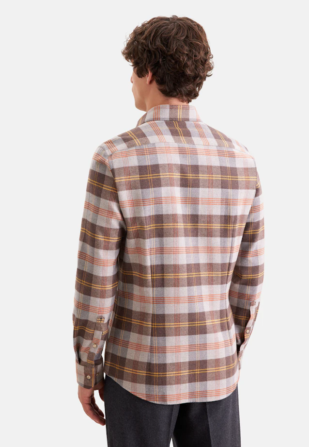 Shaped Flannel shirt Check in Braun |  Seidensticker Onlineshop