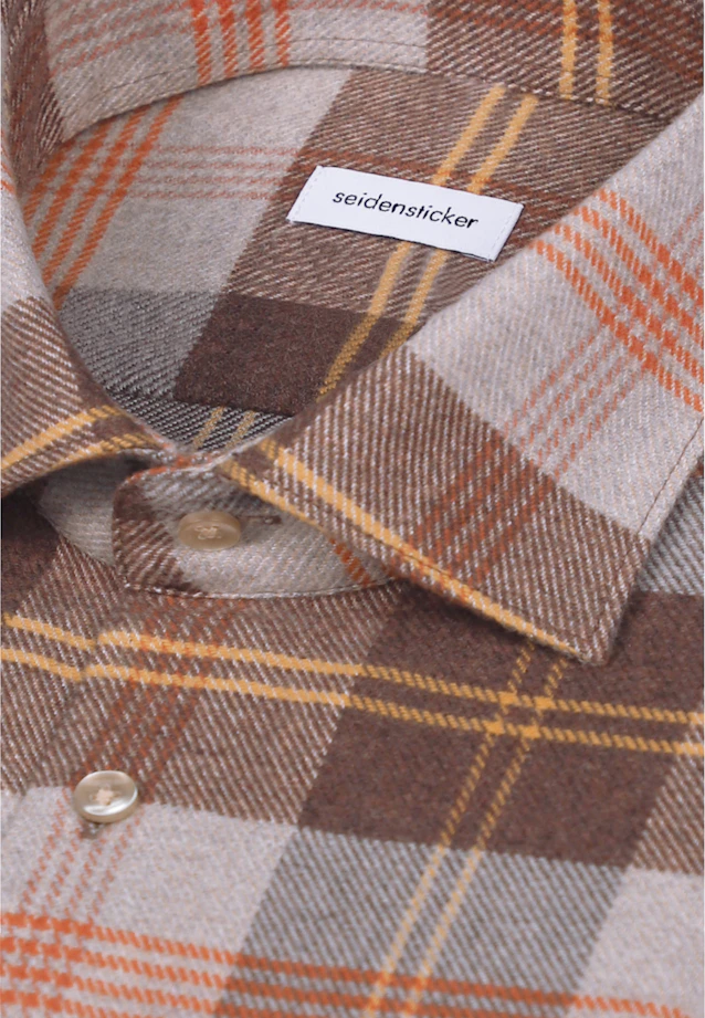 Shaped Flannel shirt Check in Braun |  Seidensticker Onlineshop