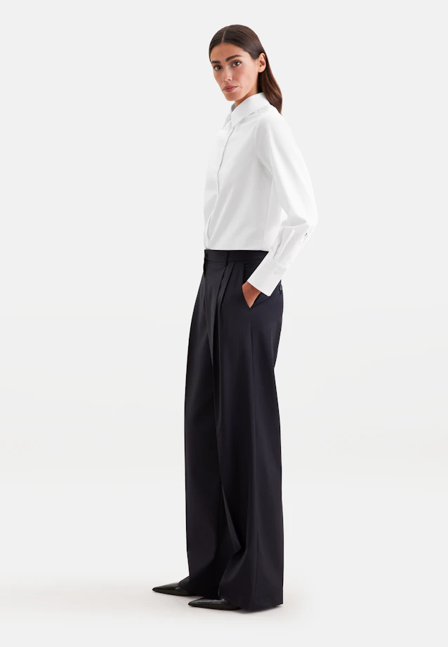 Hemdbluse regular fit aus Cotton Satin Stretch in Weiß |  Seidensticker Onlineshop
