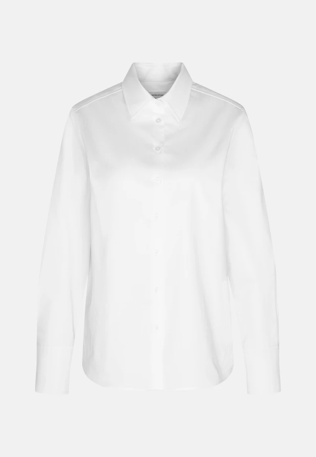 Hemdbluse regular fit aus Cotton Satin Stretch in Weiß |  Seidensticker Onlineshop