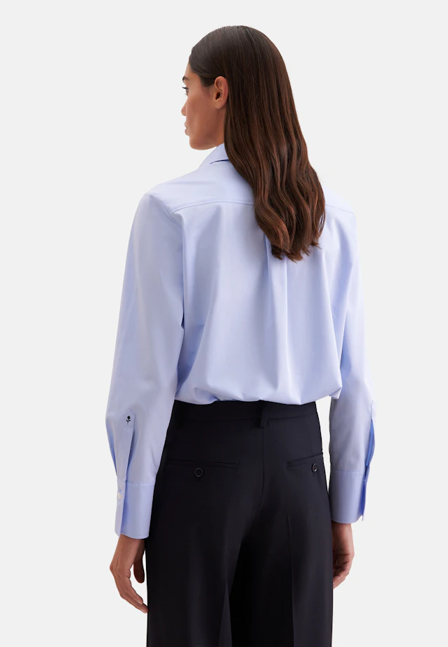 Hemdbluse regular fit aus Cotton Satin Stretch in Hellblau |  Seidensticker Onlineshop