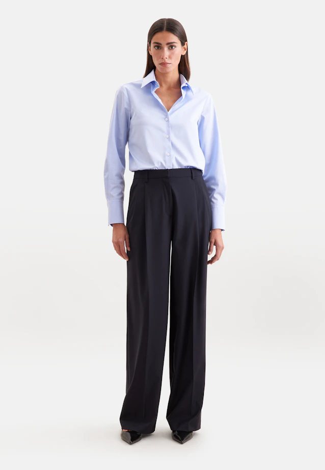 Hemdbluse regular fit aus Cotton Satin Stretch in Hellblau |  Seidensticker Onlineshop