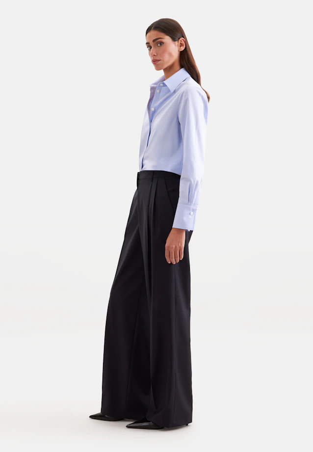 Hemdbluse regular fit aus Cotton Satin Stretch in Hellblau |  Seidensticker Onlineshop