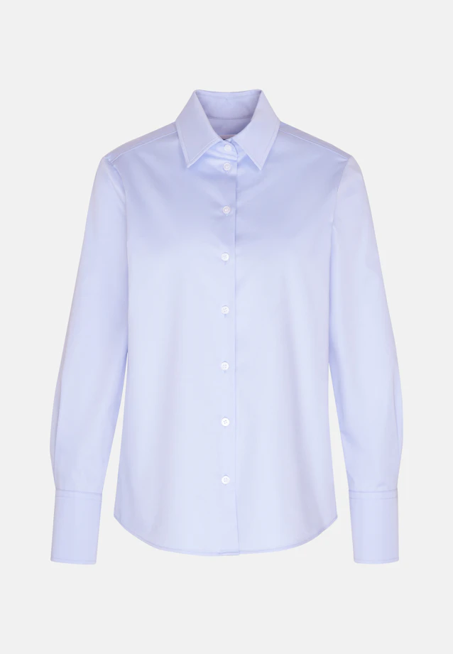 Hemdbluse regular fit aus Cotton Satin Stretch in Hellblau |  Seidensticker Onlineshop