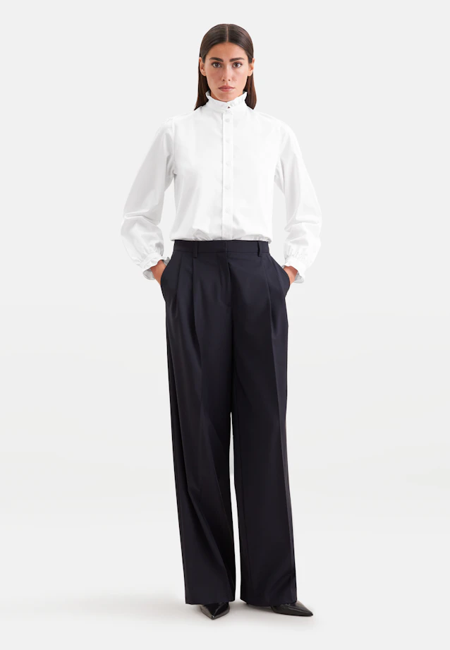 Shirt blouse with ruffle details in Weiß |  Seidensticker Onlineshop