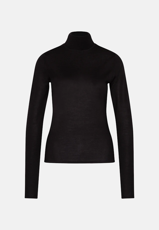 THE ESSENTIAL Pull à col roulé en maille fine avec soie in Noir |  Seidensticker Onlineshop