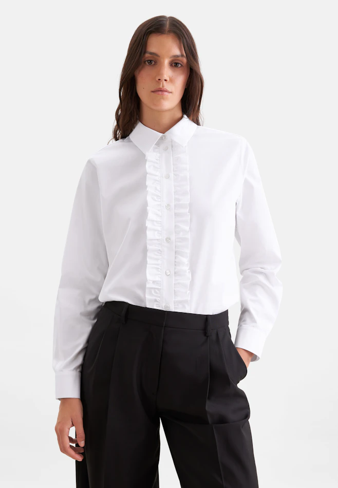 Shirt blouse with ruffle detail in Weiß | Seidensticker online shop