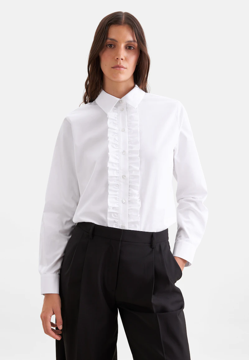 Shirt blouse with ruffle detail