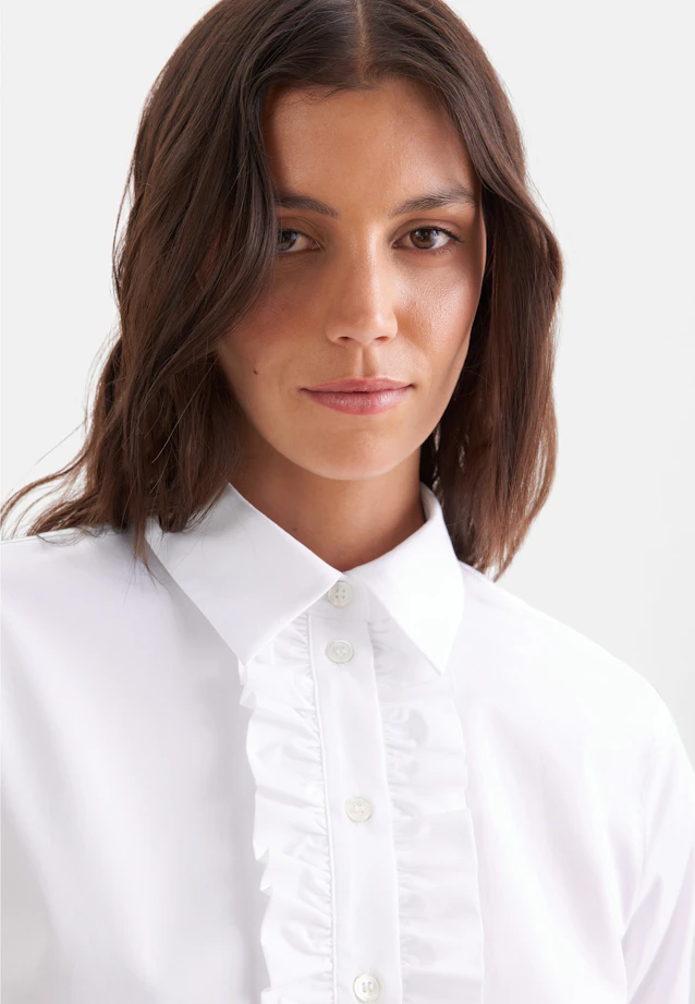 Shirt blouse with ruffle detail in Weiß |  Seidensticker Onlineshop