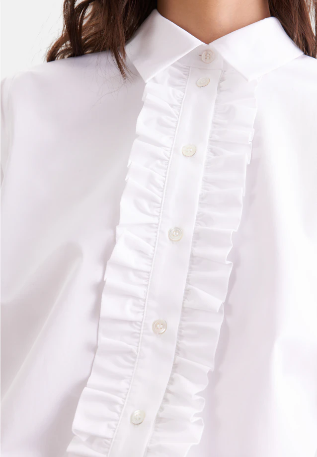 Shirt blouse with ruffle detail in Weiß |  Seidensticker Onlineshop