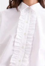 Shirt blouse with ruffle detail in Weiß |  Seidensticker Onlineshop