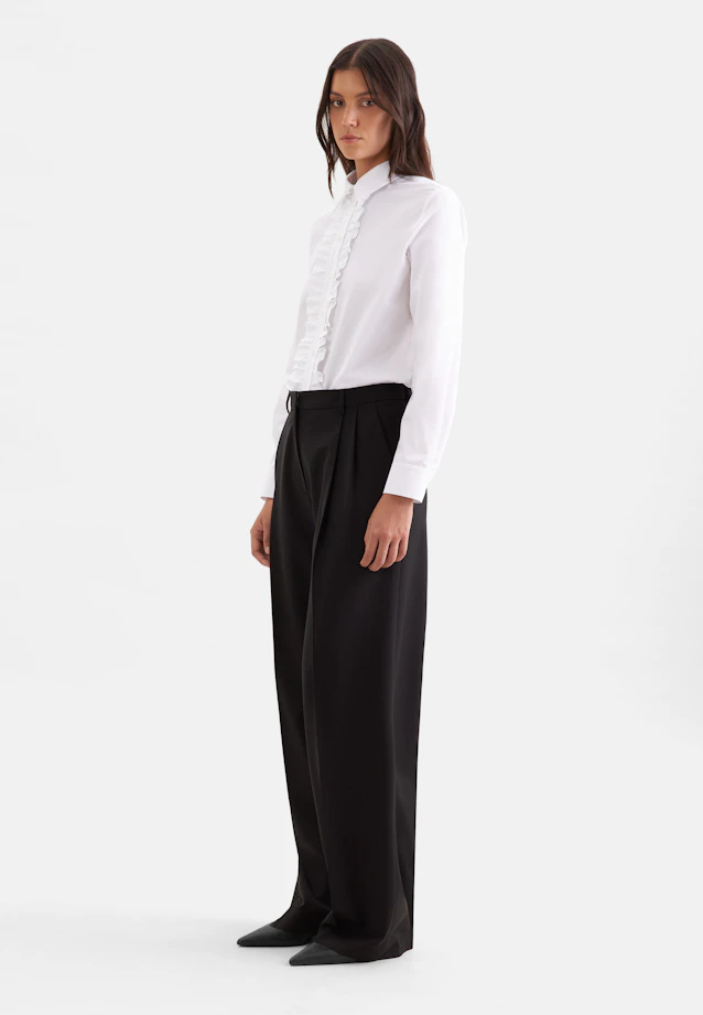 Shirt blouse with ruffle detail in Weiß |  Seidensticker Onlineshop