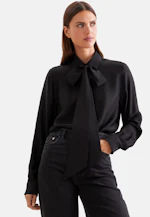 Semi-transparent stripe shirt blouse with detachable bow in Schwarz |  Seidensticker Onlineshop