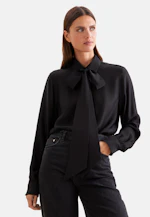 Semi-transparent stripe shirt blouse with detachable bow in Schwarz |  Seidensticker Onlineshop