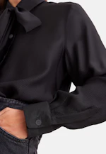 Semi-transparent stripe shirt blouse with detachable bow in Schwarz |  Seidensticker Onlineshop