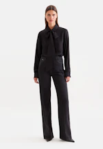 Semi-transparent stripe shirt blouse with detachable bow in Schwarz |  Seidensticker Onlineshop