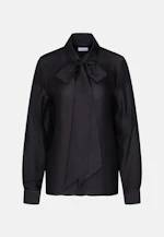 Hemdbluse aus semitransparentem Streifen mit abnehmbarer Schluppe in Schwarz |  Seidensticker Onlineshop