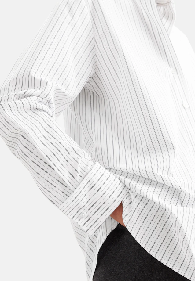 Slightly overcut shirt blouse made of cotton poplin in Weiß |  Seidensticker Onlineshop