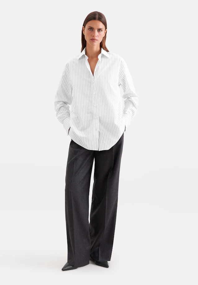 Slightly overcut shirt blouse made of cotton poplin in Weiß |  Seidensticker Onlineshop