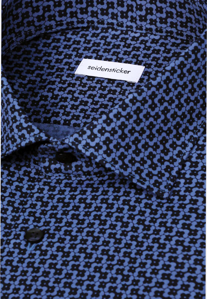 Shaped Business Hemd Druck in Mittelblau | Seidensticker Onlineshop