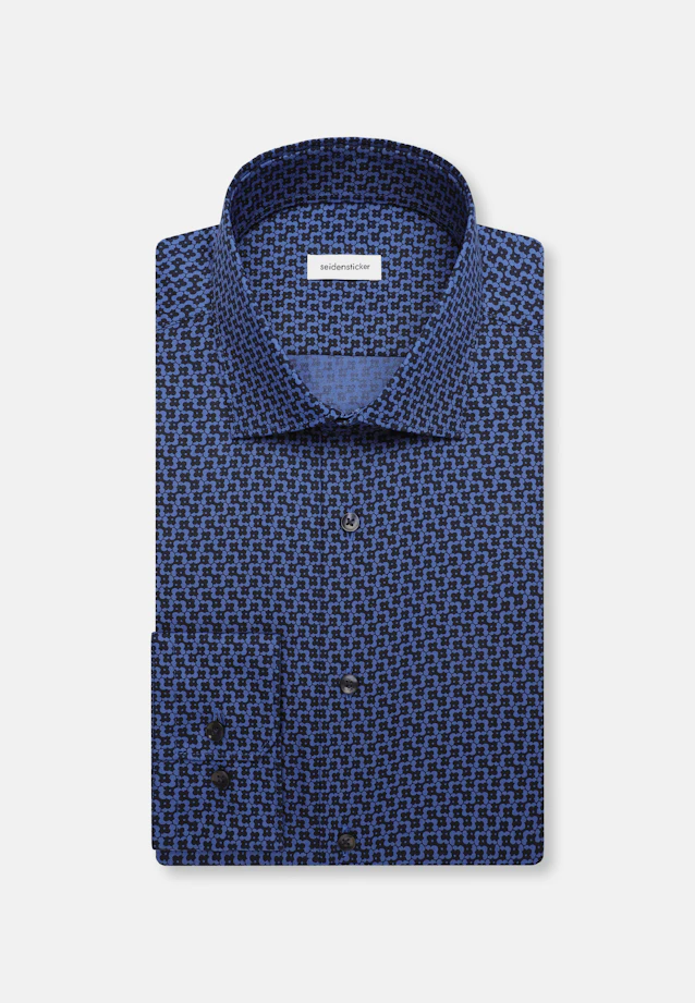 Shaped Business shirt Print in Mittelblau |  Seidensticker Onlineshop
