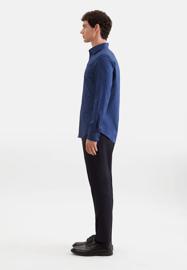 X-Slim Business shirt Print in Mittelblau |  Seidensticker Onlineshop