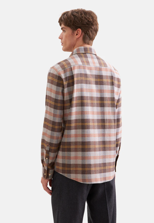 Regular Flanellhemd Karo in Braun | Seidensticker Onlineshop